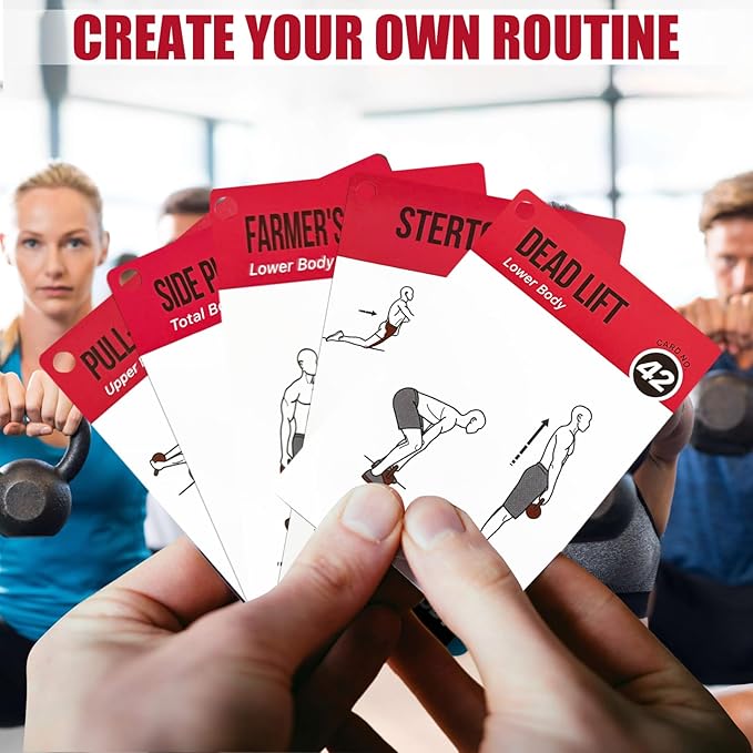 Kettlebell Cards for Women & Men-50 Kettlebell Workout Cards,Includes 2 Rings& Dry-Erase for Easy Organization-Home, Gym or Studio (Kettlebell)