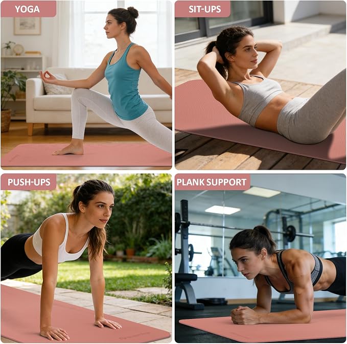 Gruper Yoga Mat Non Slip, 72"L x 24"W x 0.24"/0.32"TH, Anti-Tear Exercise Mat with Carrying Strap and Bag, Pro TPE Yoga Mats for Women, Workout Mats for Home, Pilates and Floor Exercises