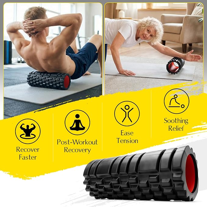 Foam Roller for Deep Tissue Massager Multi Density Massage Roller | Exercise Patented Roller for Muscle Massage & Myofascial Trigger Point Release Back Roller Improves Mobility, Pilates, Yoga