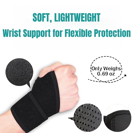 2-Pack Universal Wrist Braces - Support for Left & Right Hand | Versatile, adjustable wrist support for sports & daily active wear. Relieves carpal tunnel pain without limiting mobility