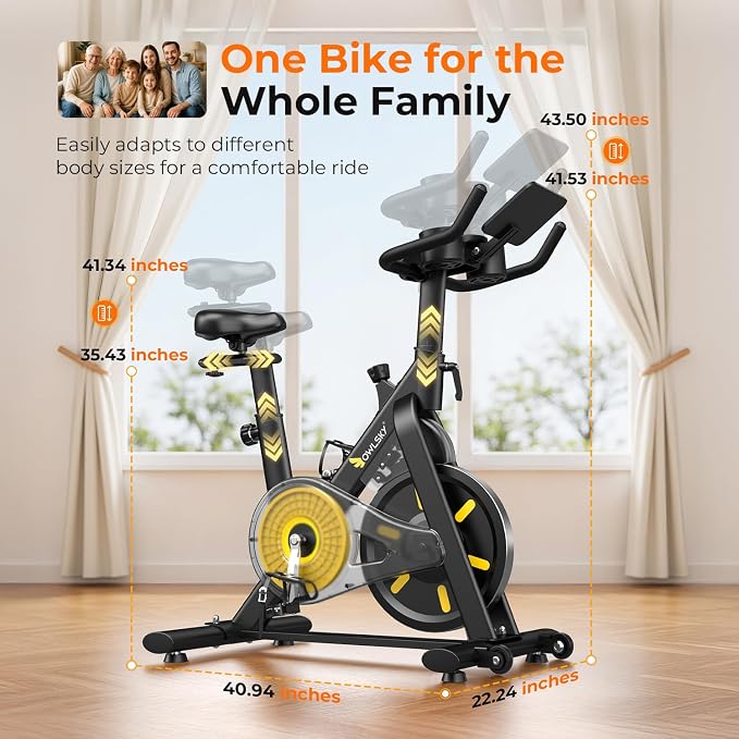 OWLSKY Exercise Bike with APP,Magnetic Resistance Bike, 300 lbs Capacity Quiet Stationary Bike for Home Gym, Cardio Bike Workout, Adjustable Seat & Tablet Holder