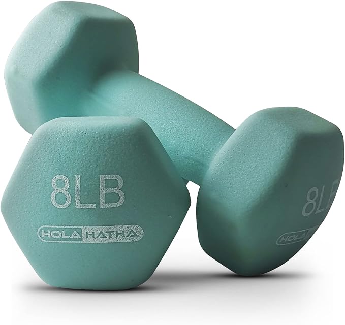 HolaHatha 1, 2 and 3 lb Neoprene Dumbbell Strength Training Weight Set with Rack