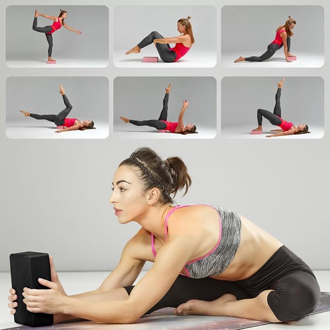 Yoga Blocks 2 Pcs, 9"x6"x3" Yoga Brick Foam Blocks EVA Foam Block Yoga Props Accessories for Yoga Pilates Stretching and Meditation
