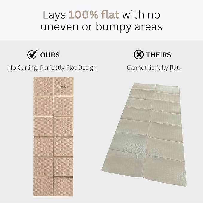 Foldable Yoga Mat, 6mm Thick, 72L x 24W Inch, Lightweight, Anti-Slip, and Easy to Store – Perfect for Travel, Yoga, Pilates, Home Workouts, and Floor Exercises