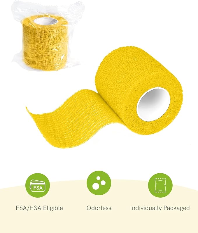FriCARE Self Adhesive Bandage Wrap, Medical Tape in First Aid Kit, Fresh | Elastic Cohesive Bandages for Sports/Vet/Wrist Ankle Wounds, 2 Inches X 5 Yards, Latex-free 6 Rolls