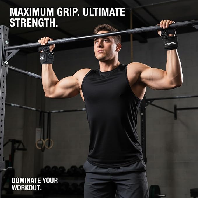 Weight Lifting Straps with Cuffed D Ring,Heavy Duty Thyick Comfortable Lifting Straps, Secure Fit, Enhanced Grip, Straps for Weightlifting & Gym Training