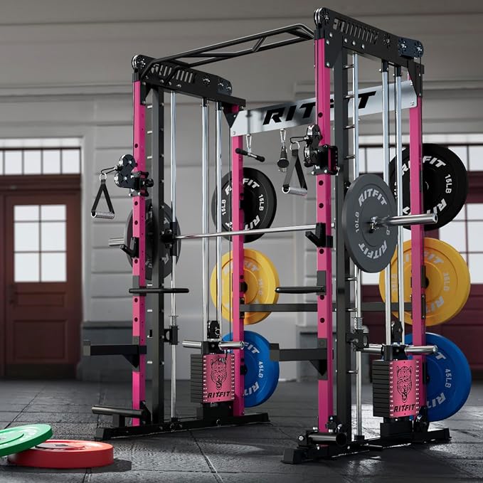 RitFit M1 Pro Smith Machine Cable Crossover Power Cage Home Gym