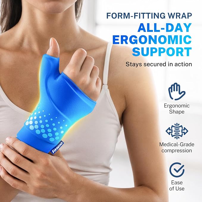 Thumb & Wrist Ice Pack Wrap, Long-Lasting Cold Compression for Pain Relief | Thickened Gel, Form Fit, Stays Cold Longer, Soft After Freezing, Full Wrap Cooling, Reusable Cold Hot Therapy, Easy On & Off