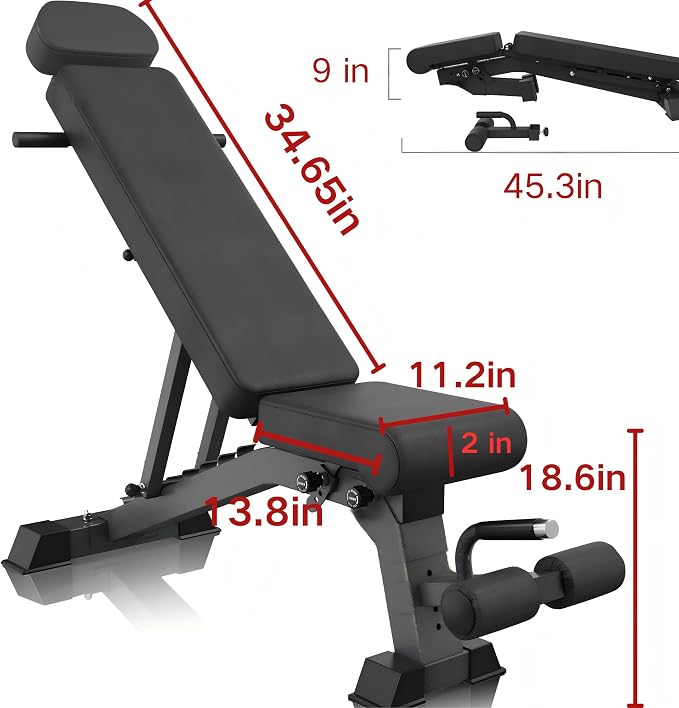 YOUTEN 1300 LB Weight Bench With Headrest Heavy Capacity | 9-4-4 90° Adjustable Incline Decline Exercise Chair for Home Gym More Stable and Durable | Foldable Training Lifting Bench | Dragon Flag Handle for Abdominal Arm Workout 2025 New Version