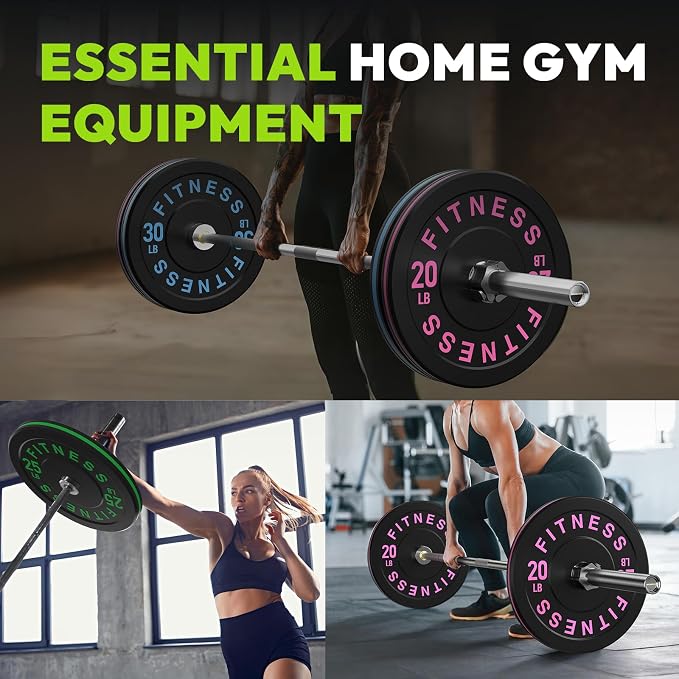 HANDBODE 2-Inch Weight Plates High Bounce, Olympic Bumper Plate Set 45/100/160/190/260/300lb, Colored Weight Plates Set for Home Gym, Barbell Weights Rubber Strength Training Plate for Weight Lifting