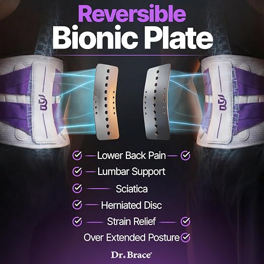 DR. BRACE® Lower Back Brace for Men & Women for Lower Back Pain Relief, Revolutionary Versatile Splints System & Removable Lumbar Pad, Adjustable & Breathable Back Support Brace