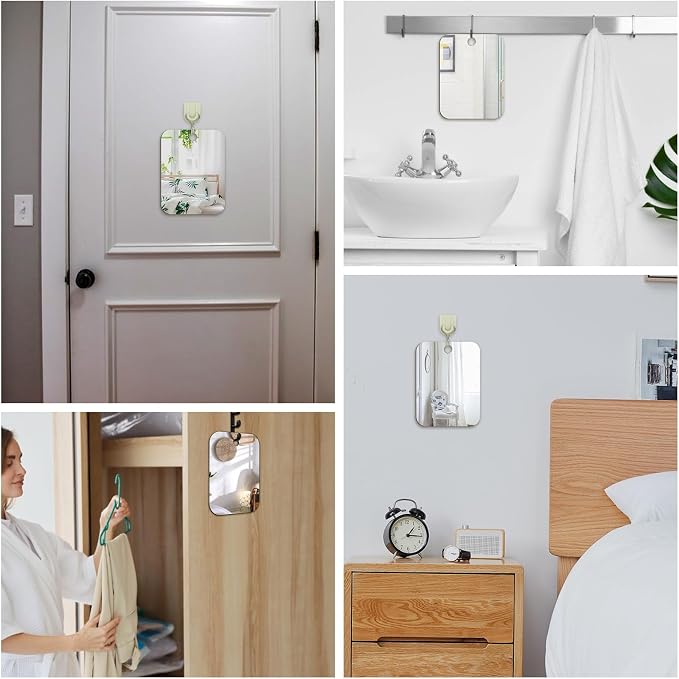JUNEBRUSHS 2 Pack Medium Mirror for Shaving Shower Mirror 6 × 8 inch | for Wall Hanging Bathroom, Handheld Makeup Mirror, for Men Portable Travel Camping