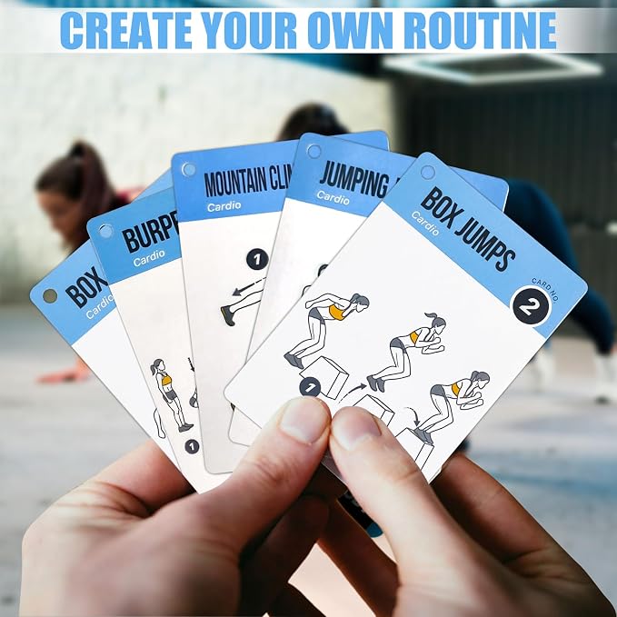 Bodyweight Workout Cards for Women & Men-50 Bodyweight Workout Cards,Includes 2 Rings& Dry-Erase for Easy Organization-Home, Gym or Studio (Bodyweight)