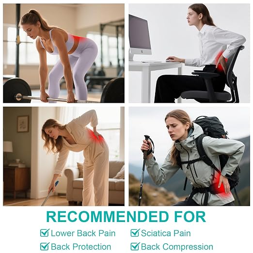 Back Brace for Lower Back Pain, Ultra-Thin High-Waist Lumbar Support Belt | Breathable mesh, adjustable compression, comfortable waist and back support, discreet under clothes for work and daily wear.