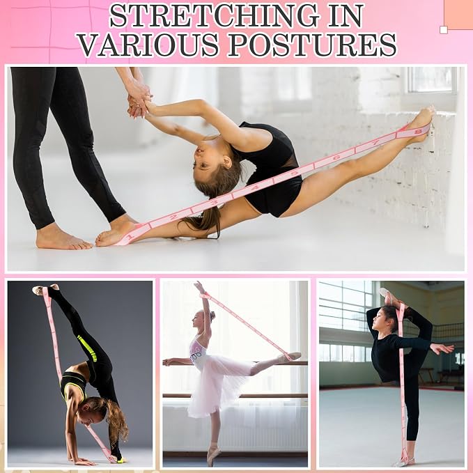 Stretch Strap for Kids Elastic Gymnastic Stretching Ballet Dance Band with 8 Loops Adjustable Exercise Training Resistance Strap for Children Stuff Pilates Latin Yoga Equipment