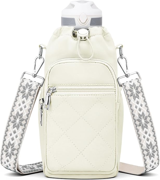 Water Bottle Carrier Bag with Strap, Insulated Corssbody Purse