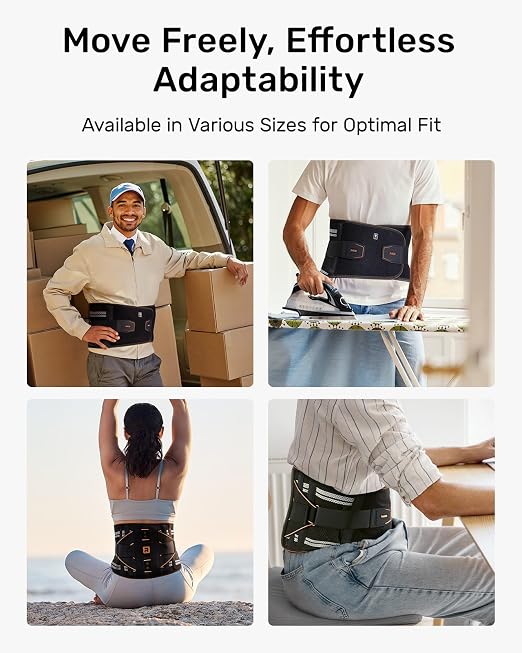 Rakiie Lower Back Brace for Women, Back Belt Support for Men with 8 Stays, Soft Lumbar Support with Full Protection, Orange Size L