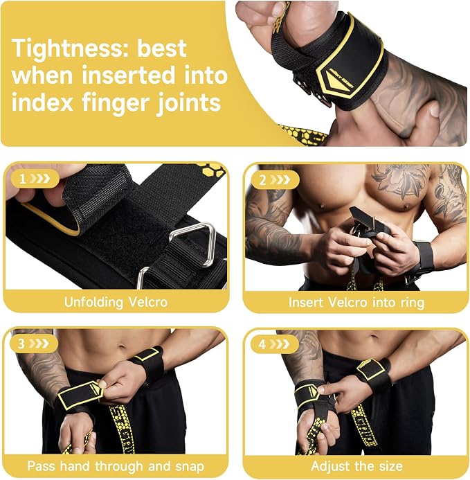 Drip Glue Non-Slip Wrist Straps for Weightlifting, 2-in-1 Lifting Straps with D Rings for Cable Machine Workout, 10mm Neoprene Padded Wrist Wraps for Weight Lifting Deadlift