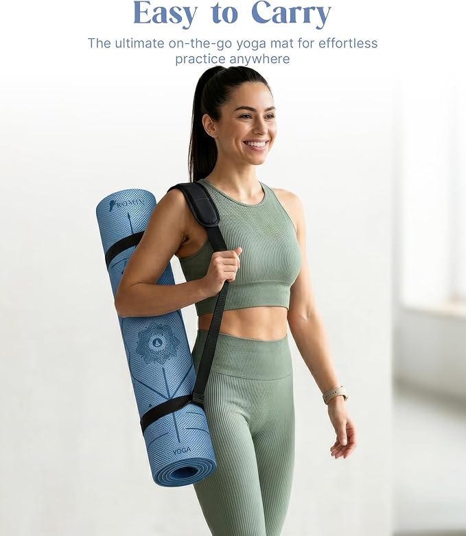 ROMIX Pro Yoga Mat Thick 6mm (1/4 inch), 72"L x 24"W Non-Slip Workout Mat with Alignment Lines, Large Yoga Mats for Women Men With Carry Bag, Exercise Mats for Home Workout Training Equipment