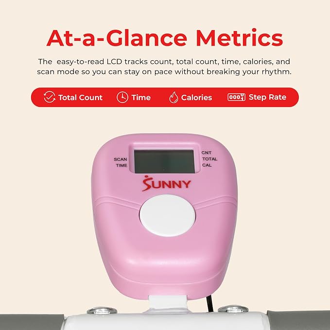 Sunny Health & Fitness Stair Stepper for Home | SunnyFit App Connection, Long Stride Length, Home Gym Exercise, Compact Foldable, Leg and Glute Training