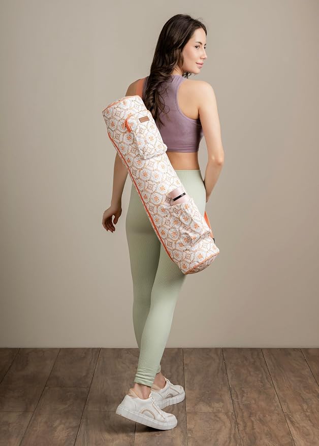 Maison d' Hermine Yoga Mat Duffle Bag Gym Tote Yoga Mat Carry Bag | Cylindrical bag for Woman Men Gifts Adjustable shoulder straps with Drawstring Water Bottle Pocket and zipper pocket