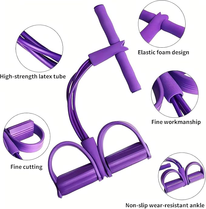 Multifunction Tension Rope, 6-Tube Elastic Yoga Pedal Puller Resistance Band, Natural Latex Tension Rope Fitness Equipment, for Abdomen/Waist/Arm/Leg Stretching Slimming Training