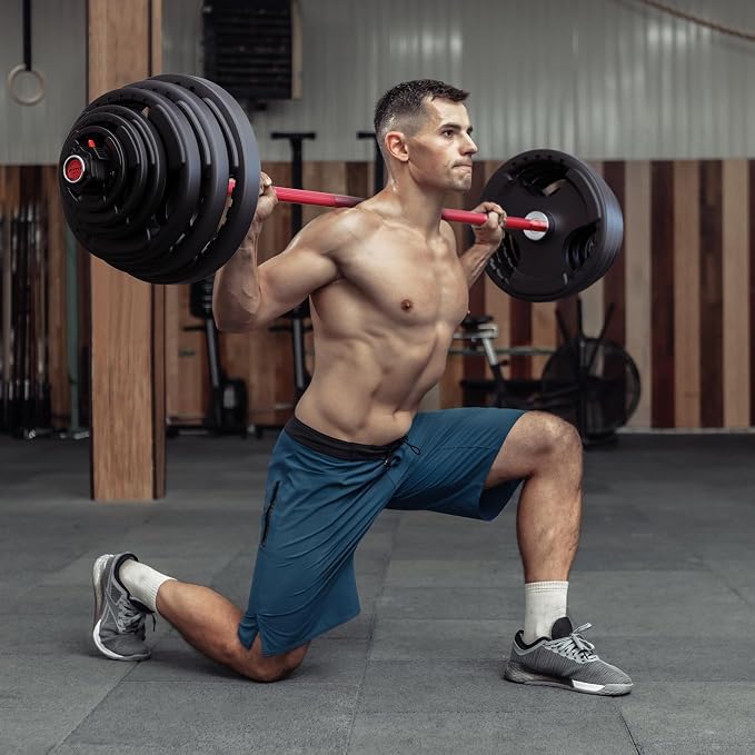 RitFit Barbell Weight Set - 4/6FT Olympic Barbell with Weight Plates (55-115LB Total) - Weightlifting Equipment for Squats, Curls, Deadlifts, Presses, Hip Thrusts