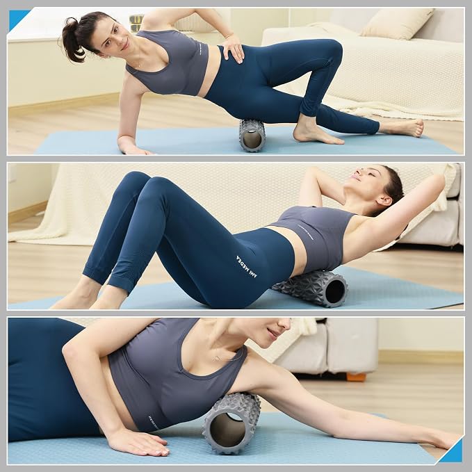 Foam Roller, 15 inch High Density Massage Roller for Exercise | Deep Tissue Massager for Muscle Massage, Myofascial Trigger Point Release, Exercise, Yoga, Pilates & Stretching, Gray
