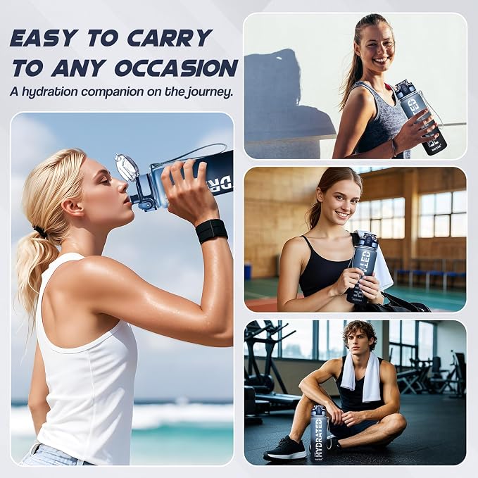 Water Bottle 16.9 oz Motivational Time Marker Tritan Bottle | BPA-free Tritan water bottle with time marker leakproof Lightweight portable Easy Clean Brush for Gym, Travel, School, Office