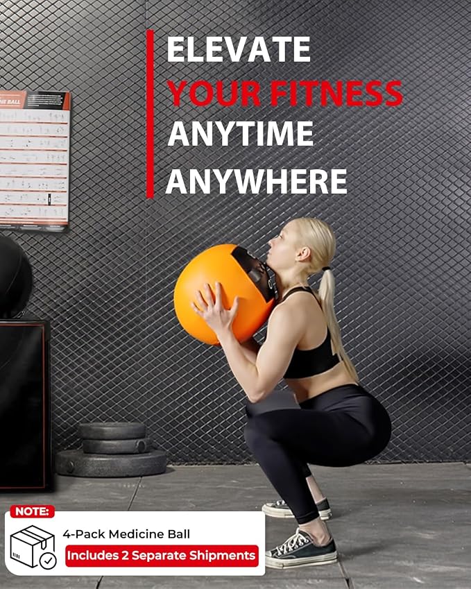Mikolo Medicine Ball, Wall Ball,Soft Medicine Ball Set,Slam Ball for Core Training, Strength Workouts -Multi-Weight 10lbs 20lbs Exercise Balls for Home Gym, Functional Fitness (10/15/20/25LB)