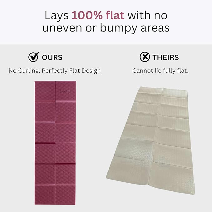 Foldable Yoga Mat, 6mm Thick, 72L x 24W Inch, Lightweight, Anti-Slip, and Easy to Store – Perfect for Travel, Yoga, Pilates, Home Workouts, and Floor Exercises
