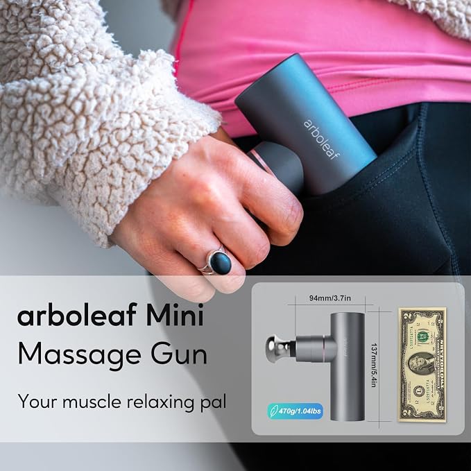 arboleaf Mini Massage Gun Deep Tissue with Metal Heads, Muscle Massager | Premium All-Metal Attachments with a Compact Design and Quiet Motor for Targeted Recovery at Home, the Gym, or on the Go