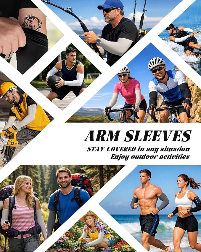 BHYTAKI Cooling Compression Arm Sleeves for Men Women,UPF50 UV Sun Protection Sleeves for Work Sport Tattoo Cover Up
