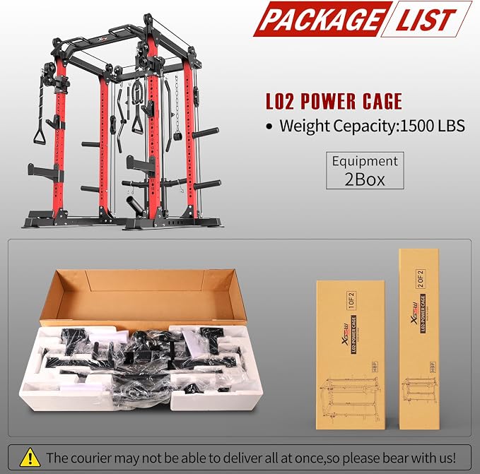 Power Rack Power Cage Multi-Function Squat Rack with Cable Crossover System Selectable More Training Attachment Power Rack for Garage & Home Gym