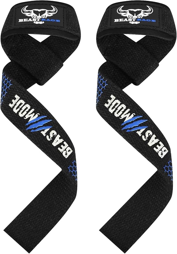 BEAST RAGE Lifting Wrist Straps for Weightlifting, Straps Gym Grip Power Workouts Lifting Straps Padded Neoprene & Premium Cotton Men Women, Deadlift Bodybuilding Exercise Lifting Straps