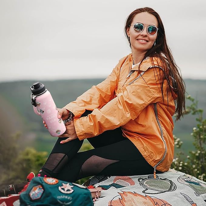DYSANKY National Parks Water Bottle – 40 oz Insulated Stainless Steel Bottle with 63 Hand-Drawn Park Stickers, Carrier Bag, Strap & Gift Box – BPA-Free – Ideal for Hiking, Camping & Travel