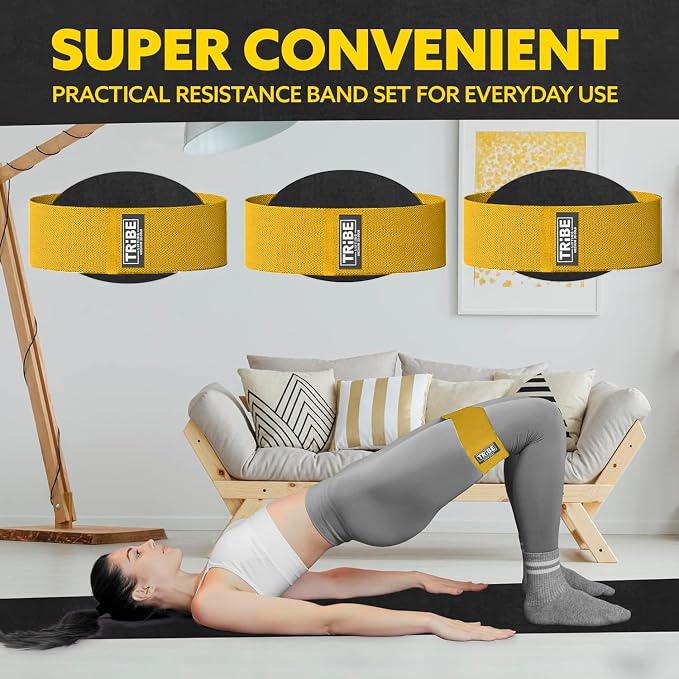 Fabric Resistance Bands for Working Out, 3-Pack for Legs and Glutes | Booty bands for women and men, non-slip grip, 3 resistance levels, for squats, lunges, hip thigh training, glute activation