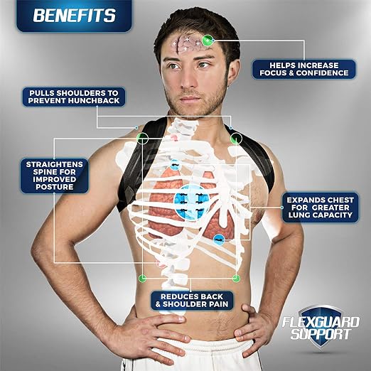 Posture Corrector for Women and Men - Adjustable Upper Back & Shoulder Brace Trainer for Slouching, Neck Hump and Hunched Shoulders - Medium/Large