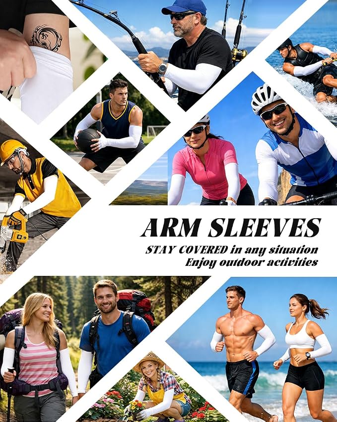 BHYTAKI Cooling Compression Arm Sleeves for Men Women,UPF50 UV Sun Protection Sleeves for Work Sport Tattoo Cover Up
