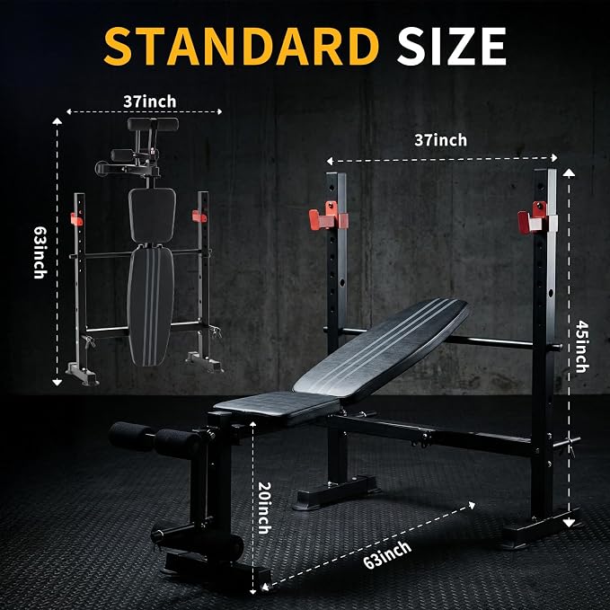 NEWBULIG Adjustable Weight Bench Set with Leg Extension & Curl, 650 LBS Heavy Duty Foldable Bench Press Set with Barbell Rack, Full Body Strength Training Bench for Home Gym