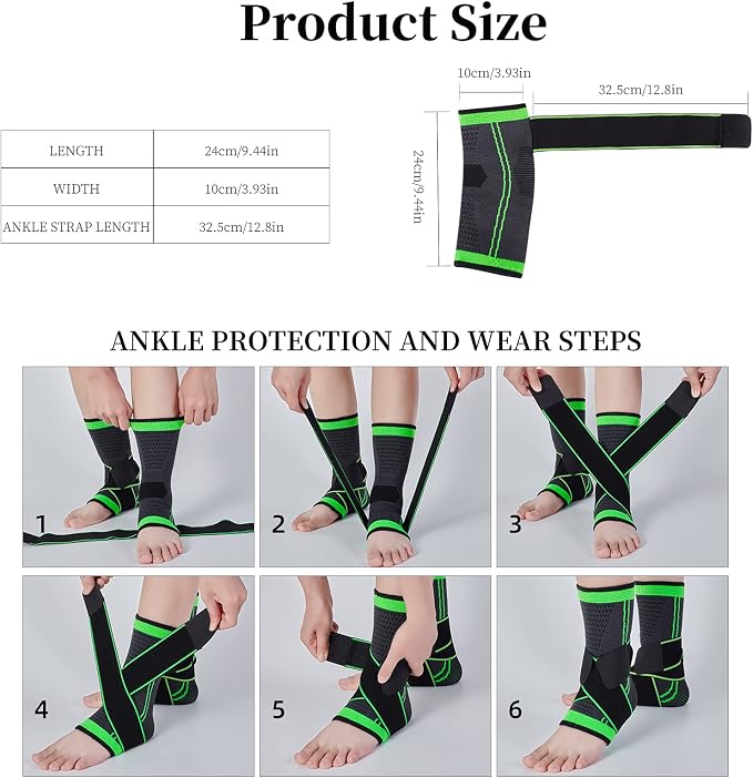 Ankle Support Braces (1Pair), Breathable Ankle Compression Sleeves with Adjustable Wrap,Elastic Ankle Brace Stabilizer for Plantar Fasciitis,Achilles Tendonitis,Sprained Ankle Pain Swelling Relief