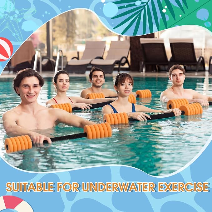 Soulchen Long Aquatic Exercise Dumbbells Pool Exercise Foam Water Weights Dumbbell Aquatic Pool Barbells with High Density EVA Foam for Swim Water Aerobics Workouts Loss