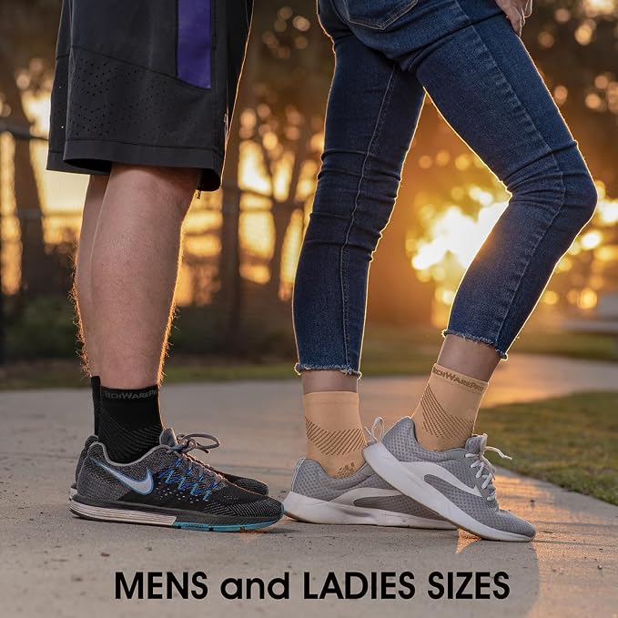 TechWare Pro Plantar Fasciitis Socks - Ankle Compression Socks for Women & Men. Achilles Tendonitis Brace & Foot Arch Support