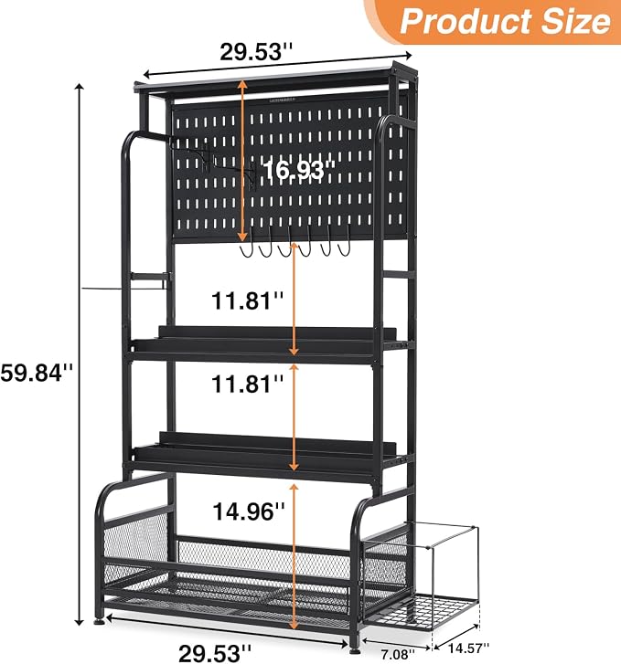 Lauren&Harold 56'' Taller Home Gym Storage Organizer with Hanging Board | Yoga Mat Storage Rack Exercise Workout Equipment Storage Stand with Hooks , Dumbbell Holder Kettlebell Rack with Wheels/Feets