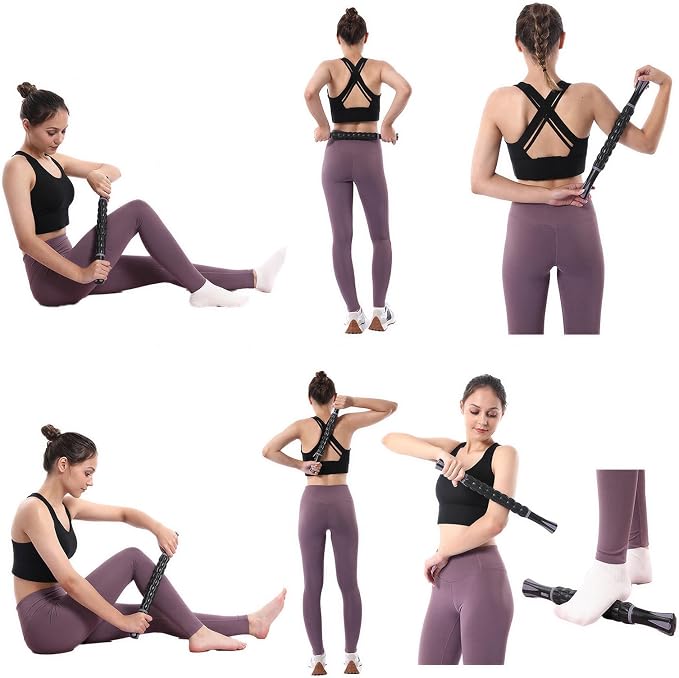 Muscle Roller Massage Roller Stick- (Dark Purple) | Lymphatic Drainage & Body Sculpting, Handheld Physical Therapy & Recovery Tool