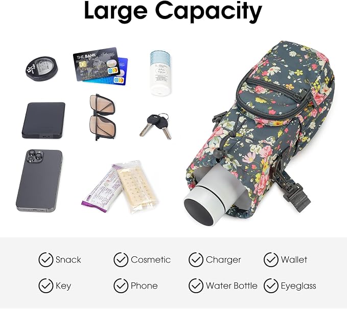 sportsnew 40oz Insulated Crossbody Water Bottle Bag Gym Hiking Phone Pocket | Water-resistant Lining, Padded Strap, Top Handle, Drawstring, Phone Pocket, Elastic Slots, Built-In Key Clip for Gym Walking