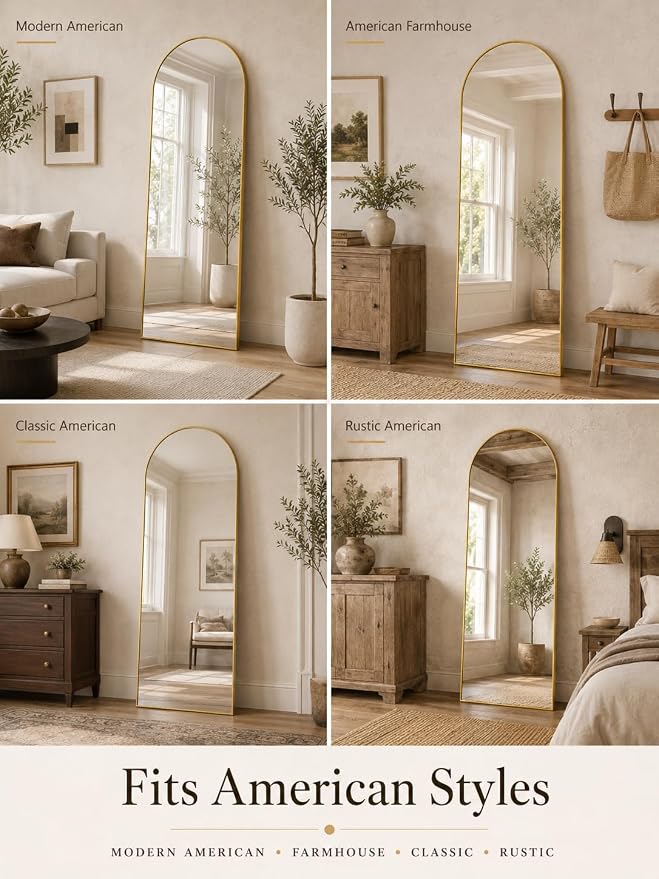 Full Length Mirror, 71"x28" Arched Floor Mirror Freestanding, Floor Standing Full Body Mirror with Stand for Bedroom, Hanging Mounted for Living Room Cloakroom