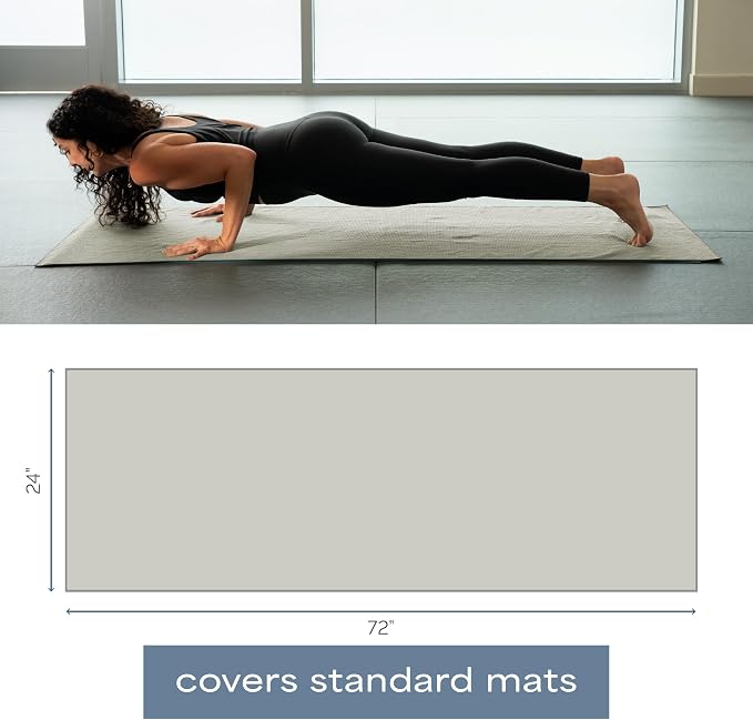 S&T INC. Aura Microfiber Yoga Mat Towel with Grip, 2 Pack, 24" x 72", Grey | Silicone Grip Backing, Soft and Absorbent, Quick-Dry for Gym, Pilates, and Hot Yoga, Compact for Gym Bag, Machine Washable