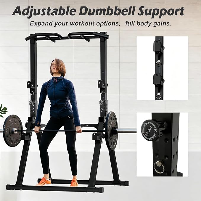 Foldable Power Tower Pull Up Bar Station, Adjustable Height | 700lbs Loading,Free Standing Pull Up Power Tower Station,Portable and Space Saving,fits Woman and Man, Mulit-grips,