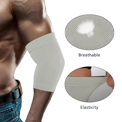 Sibba Elbow Compression Sleeve, 2 Pairs Arm Support Elbow Sleeves, Tennis Elbow Compression Support Sleeve, Elbow sleeve for weightlifting, Elbow Pads for Sports Protection And Pain Relief (Gray, 1 Pair)